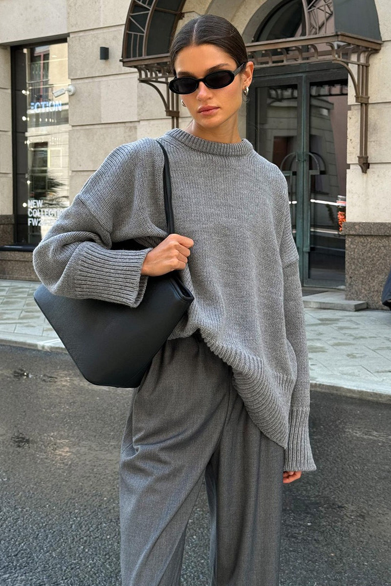 Casual Solid Color Pullover Sweater