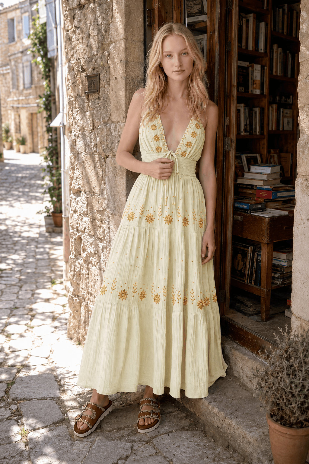 Halter-Neck Floral Dress