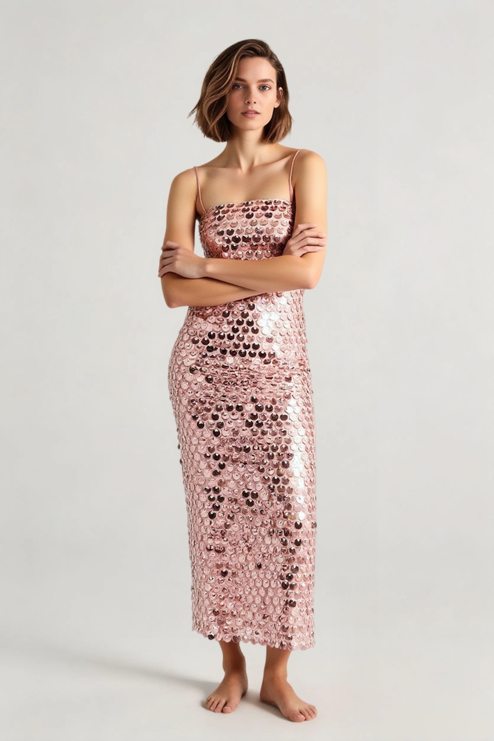 Beaded Irregular Midi Dress