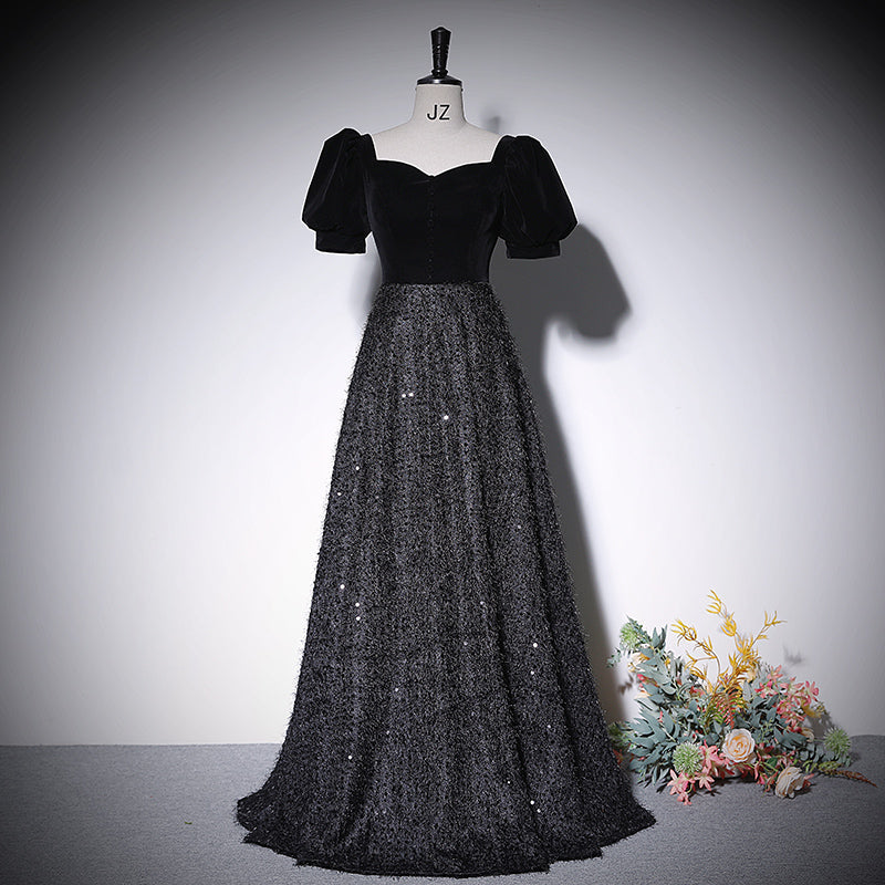 A line black evening dress new prom dress party gowns fg214
