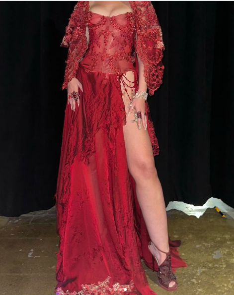 Burgudny Off Shoulder Long Dress Evening Party Dress