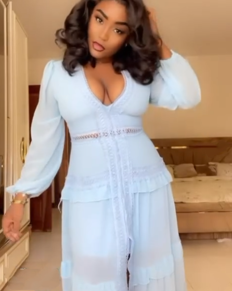 Blue Chiffon Long Prom Dresses Sexy Evening Dress fg7574