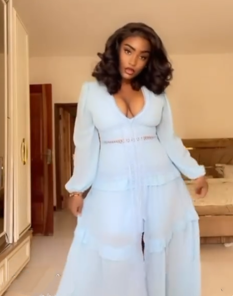 Blue Chiffon Long Prom Dresses Sexy Evening Dress fg7574