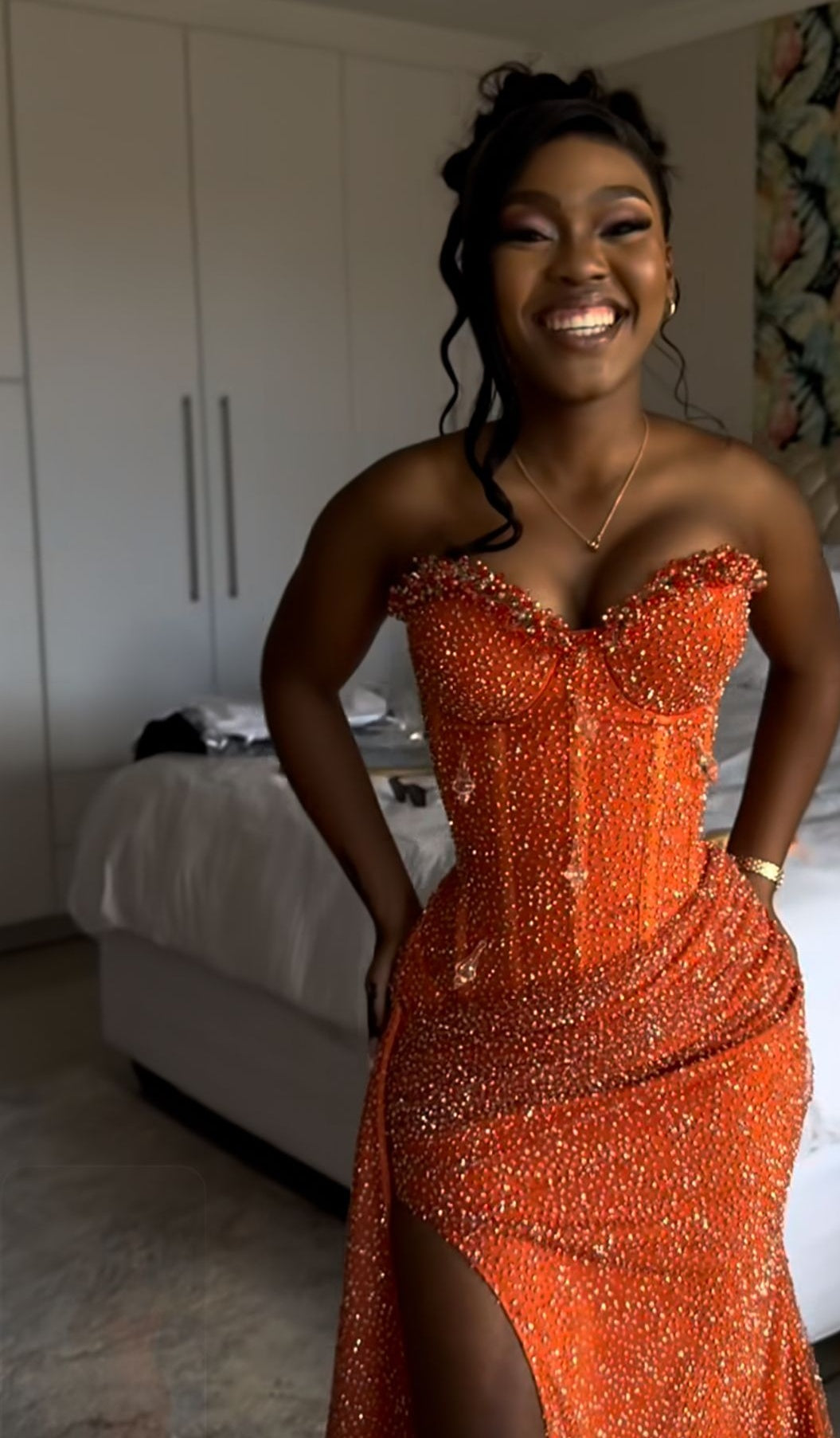 Orange Mermaid Long Prom Dress Evening Party Dresses fg7649