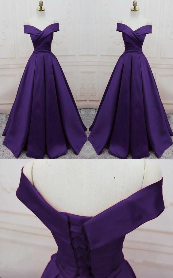 dark purple long formal prom dress, long evening party Gown off shoulder