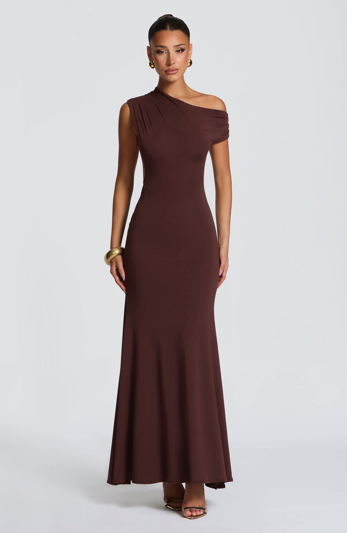 Asymmetric One Shoulder Open Side Backless Mermaid Maxi Dress 3