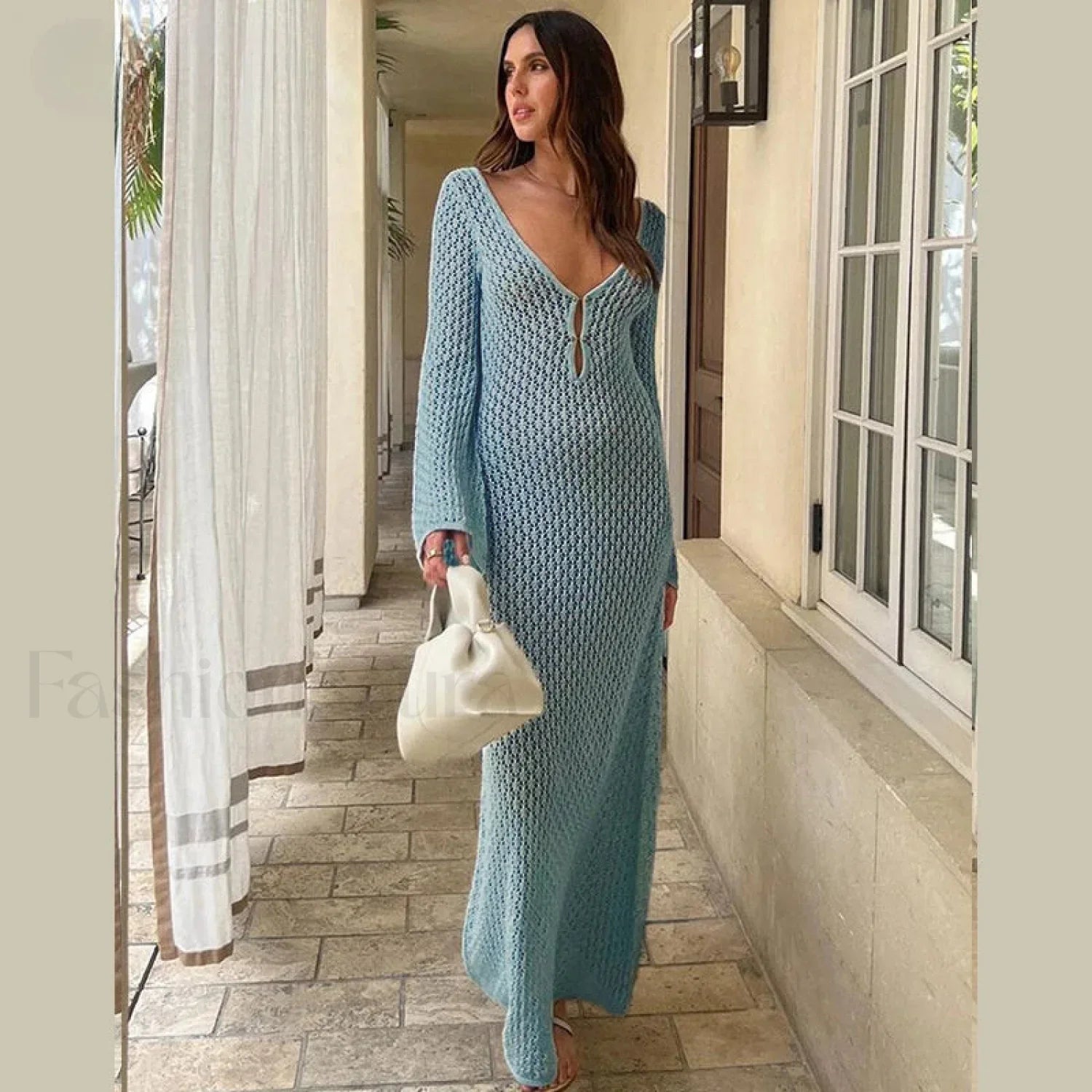 Fishtail Flare V-Neck Dress Cover Up