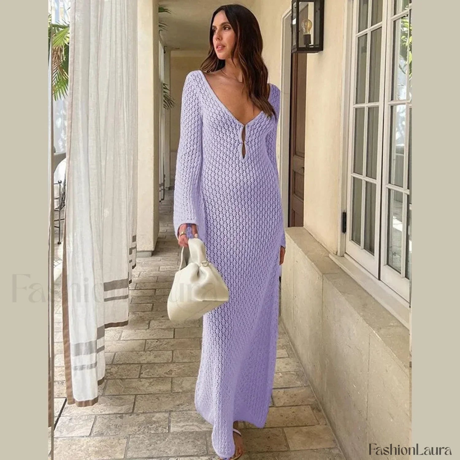 Fishtail Flare V-Neck Dress Cover Up