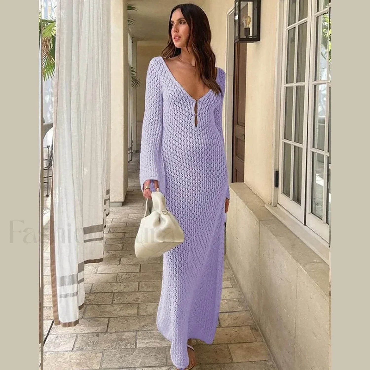 Fishtail Flare V-Neck Dress Cover Up