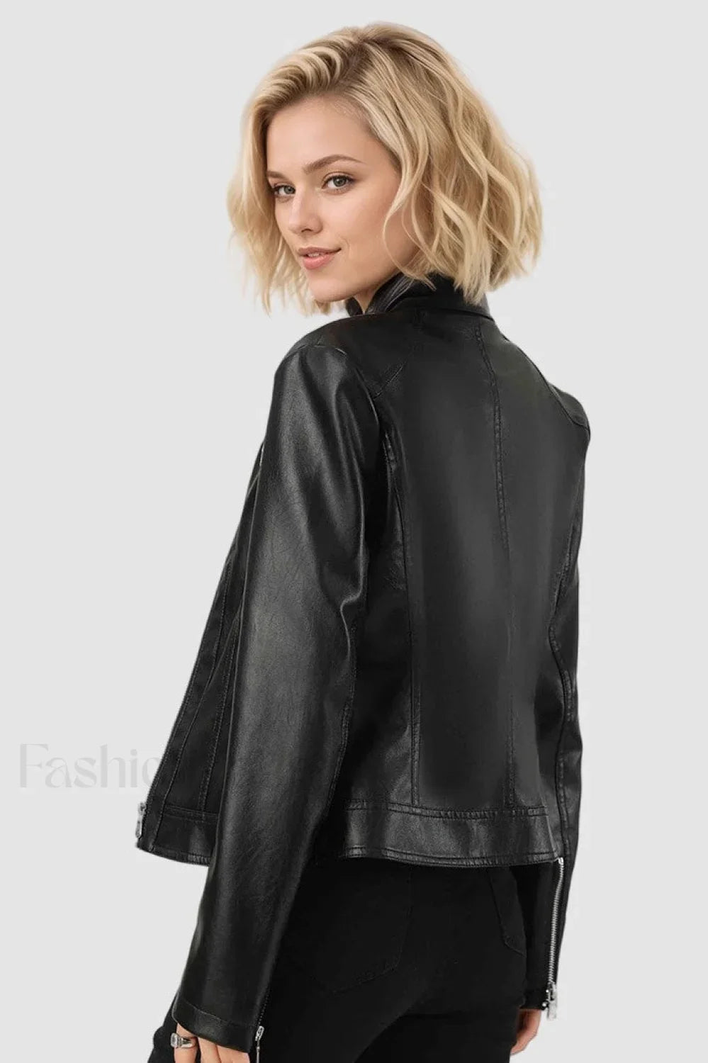 Fitted PU Biker Style Jacket