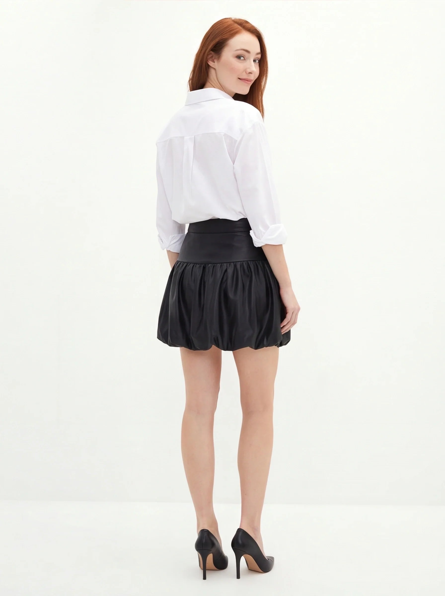 Black Mini Skirt Bubble Silhouette