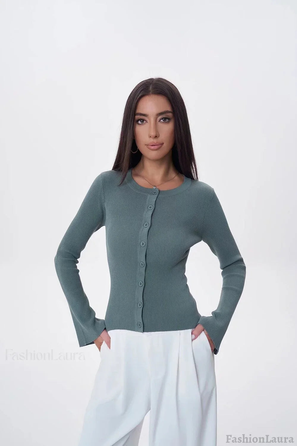 Flare Sleeve Button Cardigan