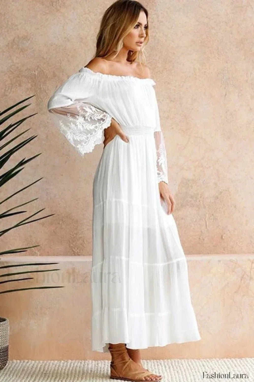 Flare Sleeve Off Shoulder Boho Dress