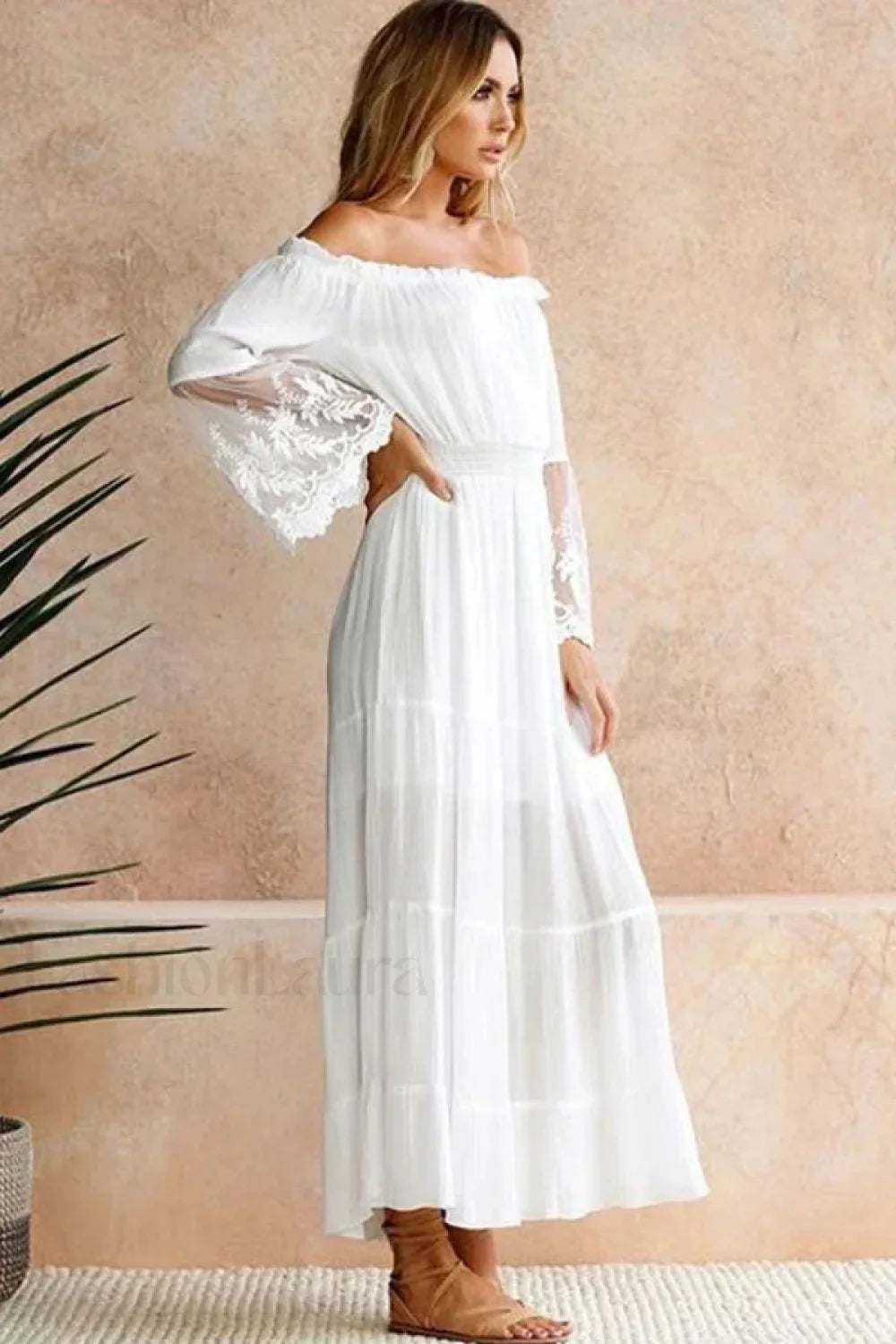 Flare Sleeve Off Shoulder Boho Dress