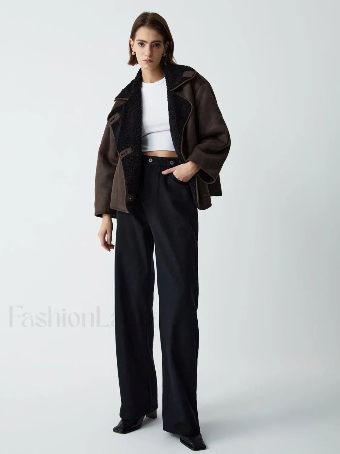 Fleece Lined Shearling Trendy Leather Flight Jacket