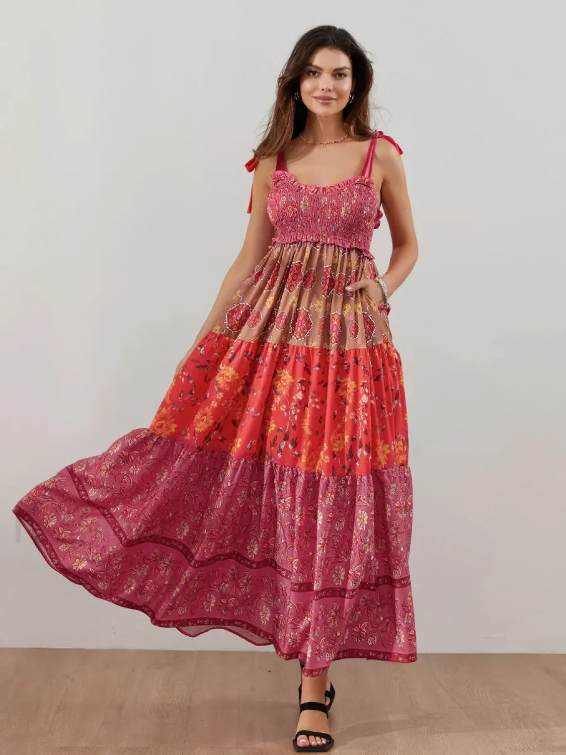 Floral Cami Straps Boho Dress