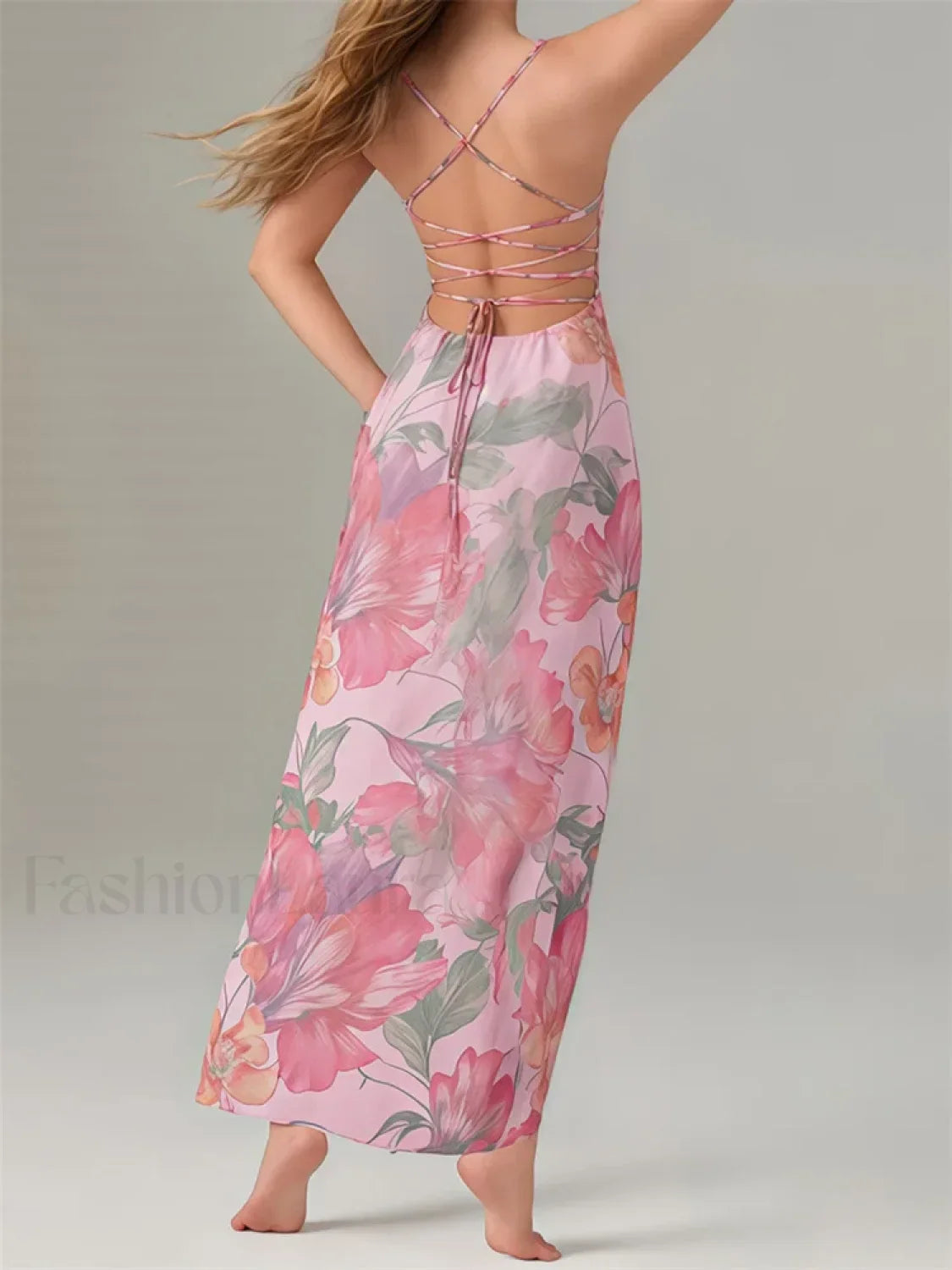 Floral Criss-Cross Strap Maxi Dress