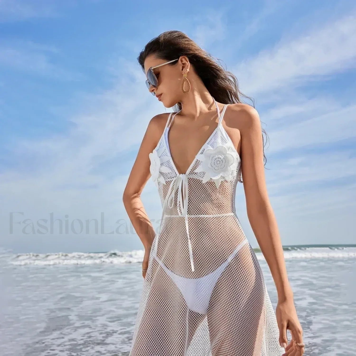 Floral Crochet Maxi Dress Cover Up