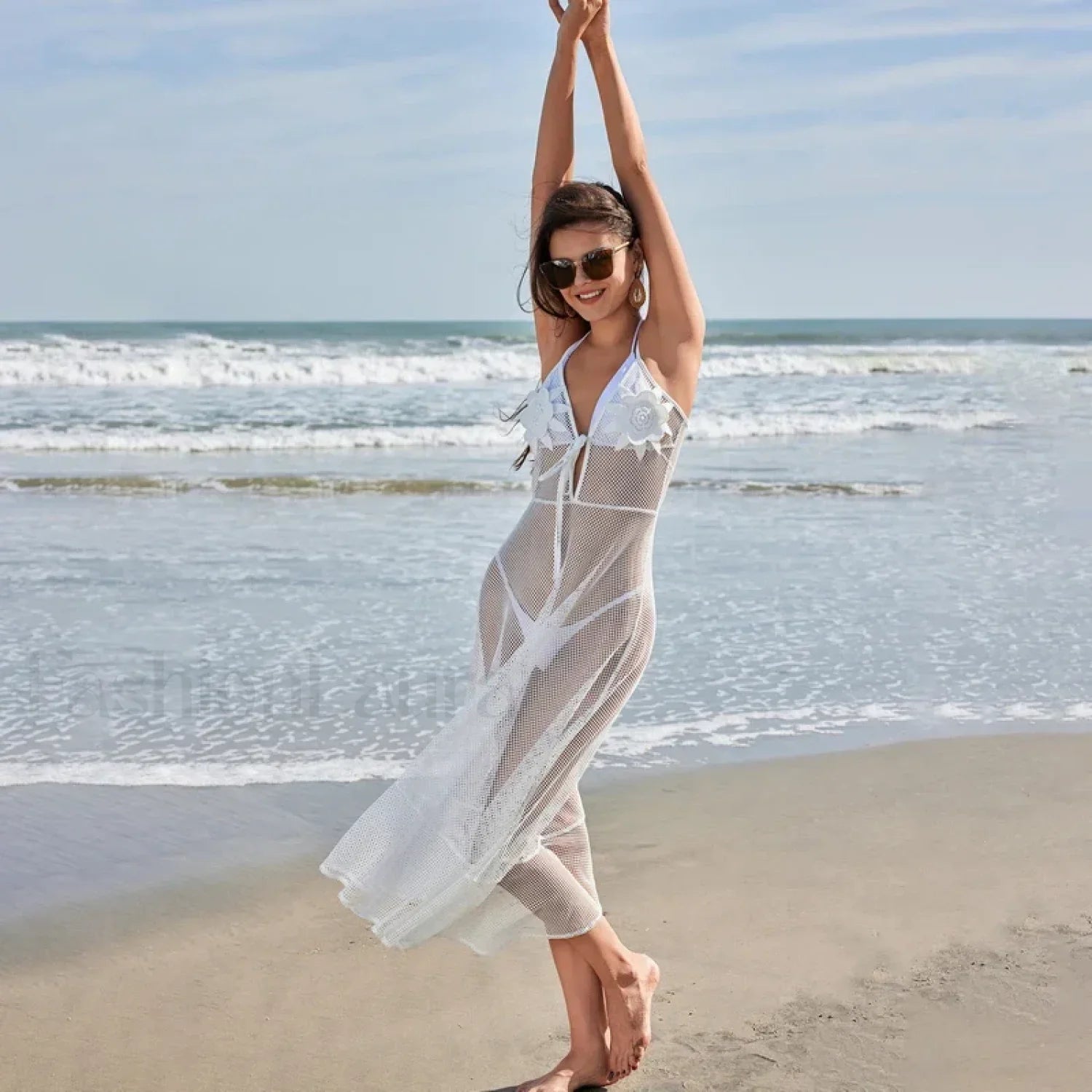 Floral Crochet Maxi Dress Cover Up