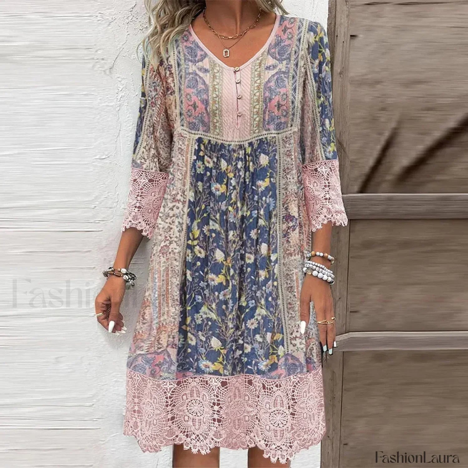 Floral Hooded A-Line Boho Dress