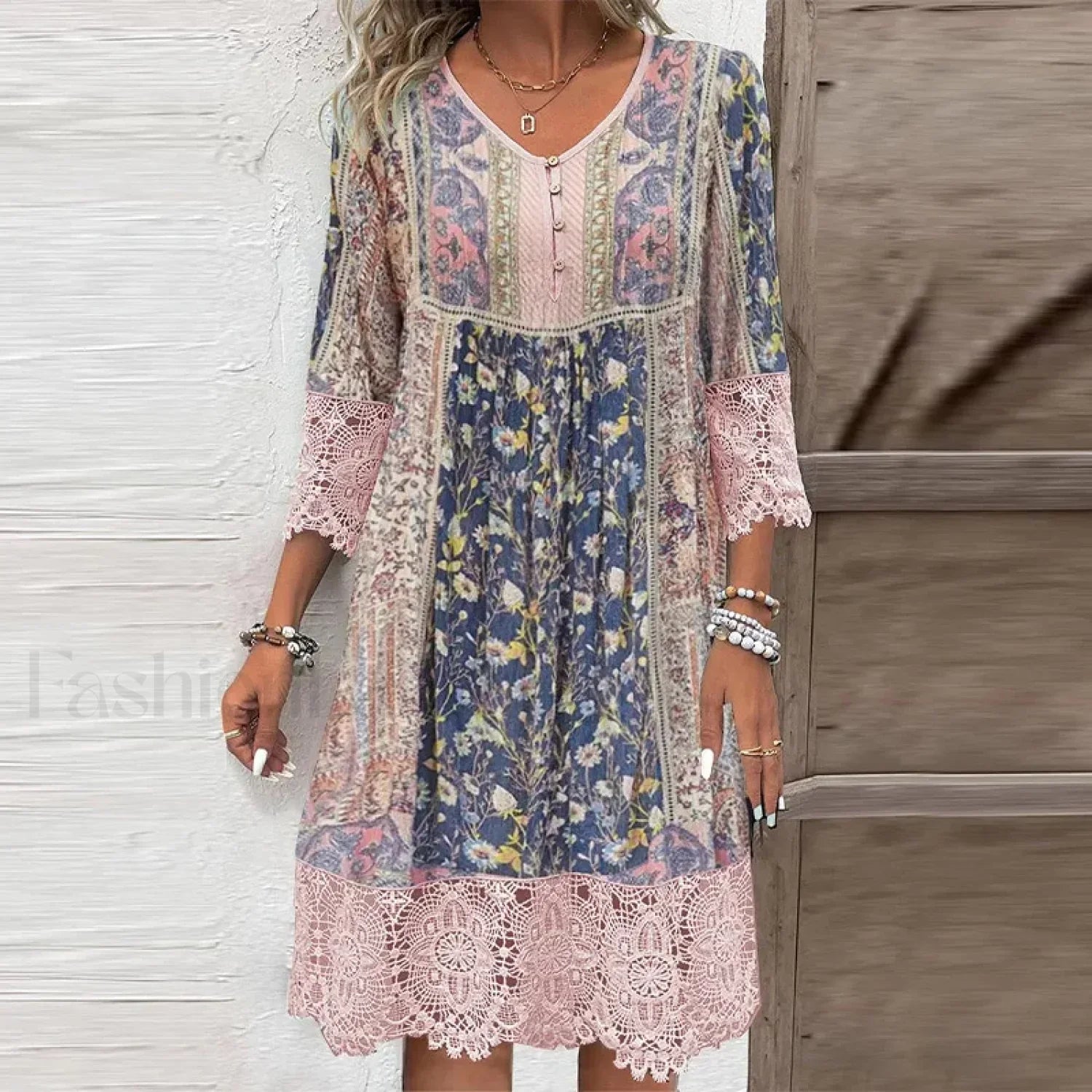 Floral Hooded A-Line Boho Dress