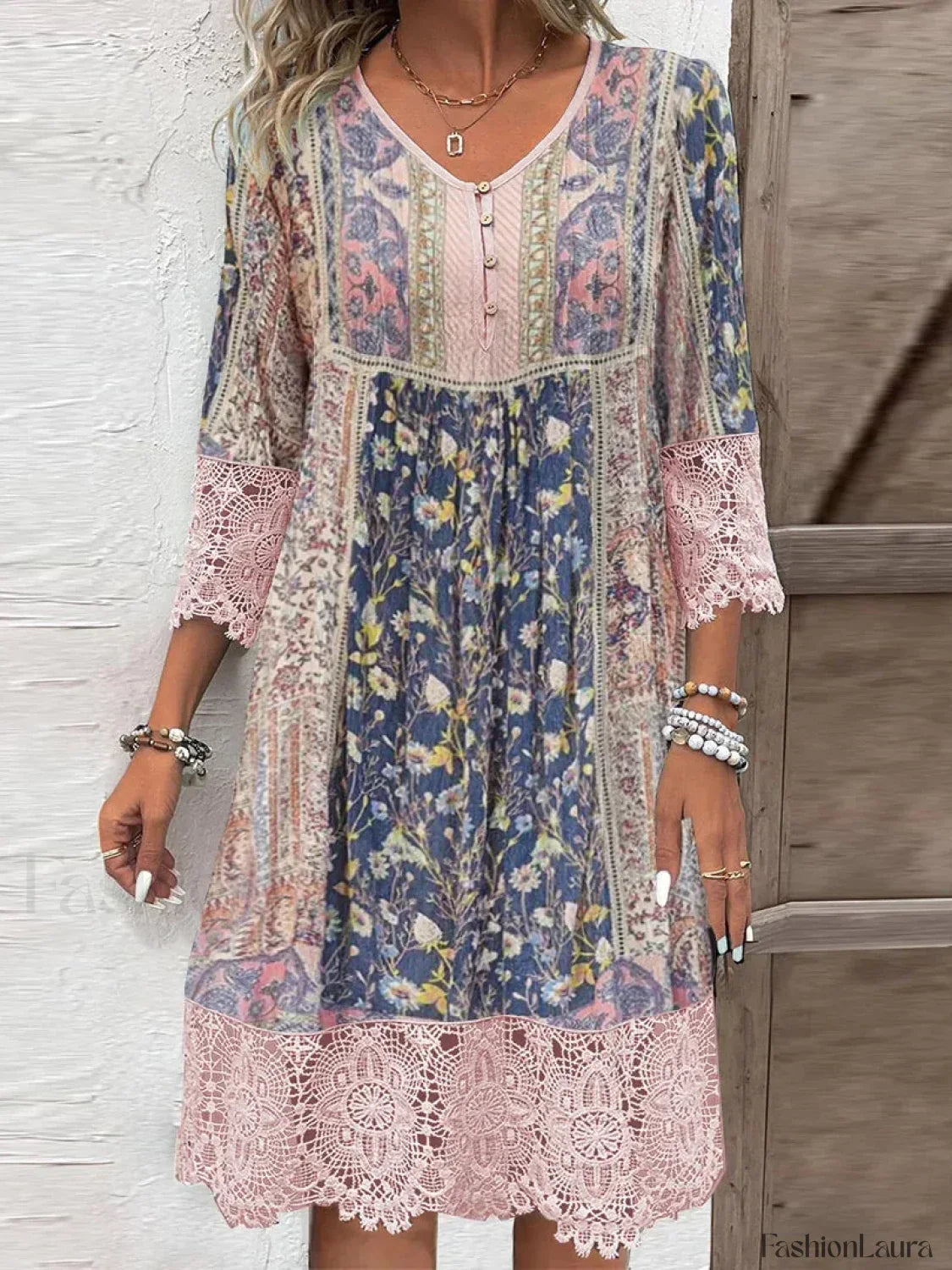 Floral Hooded A-Line Boho Dress
