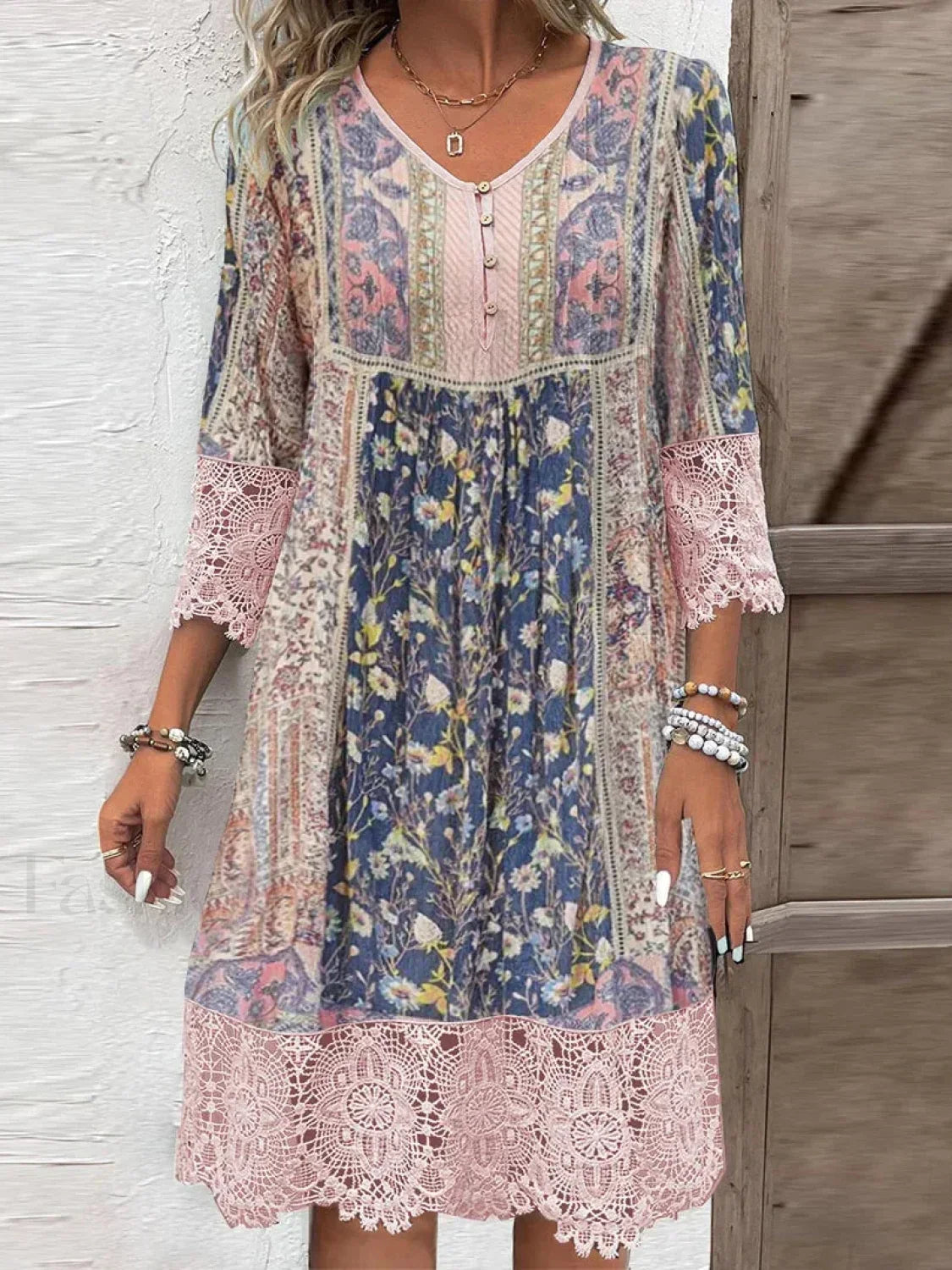 Floral Hooded A-Line Boho Dress