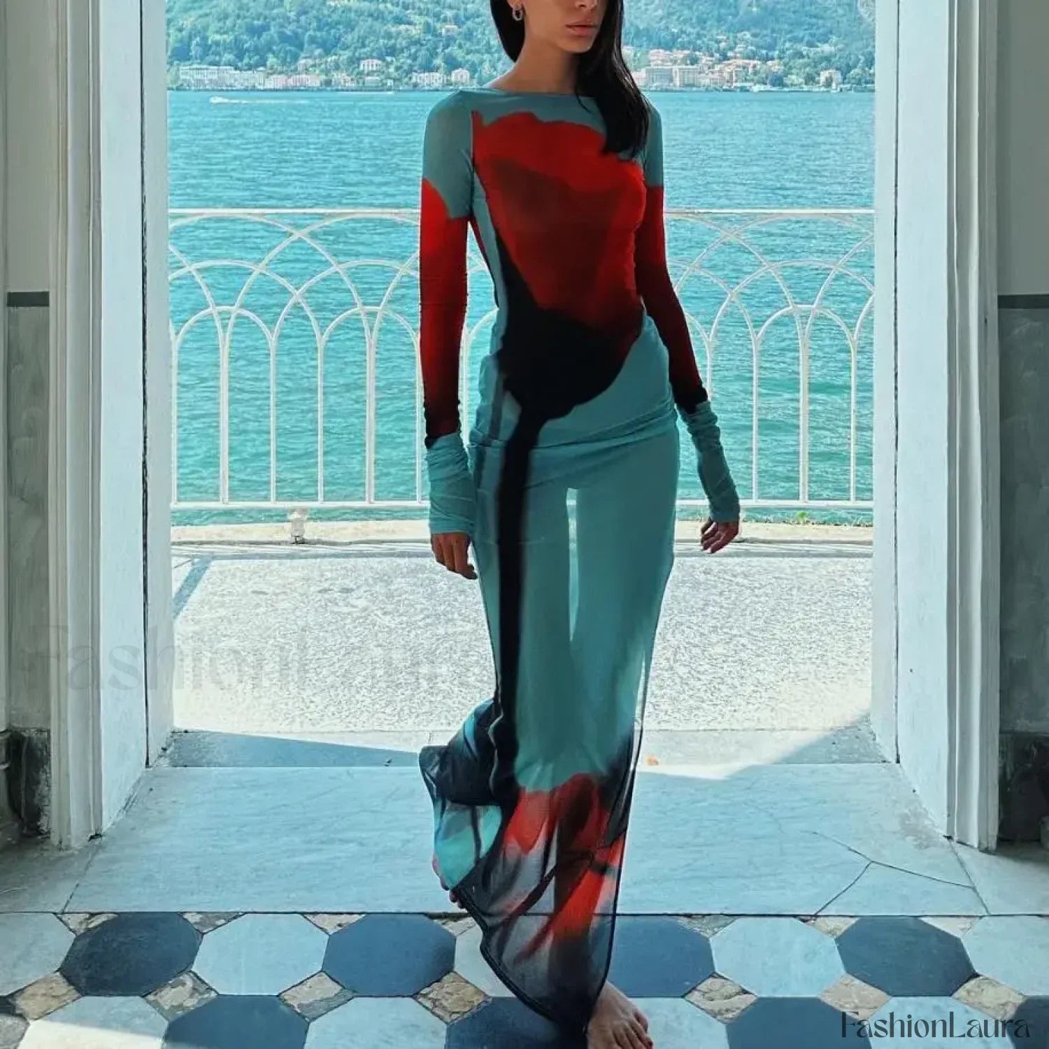 Floral Mesh Side Split Cover Up