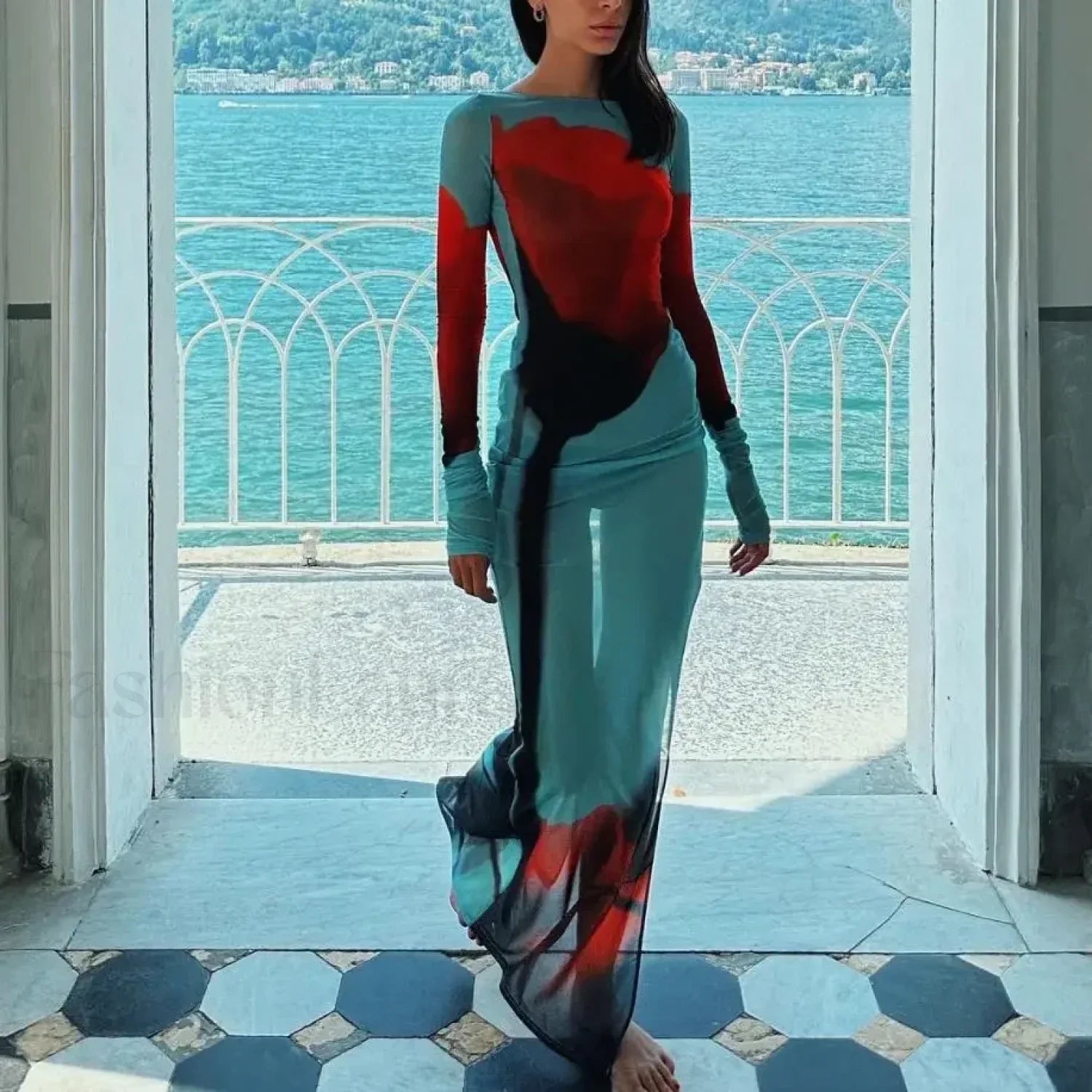 Floral Mesh Side Split Cover Up