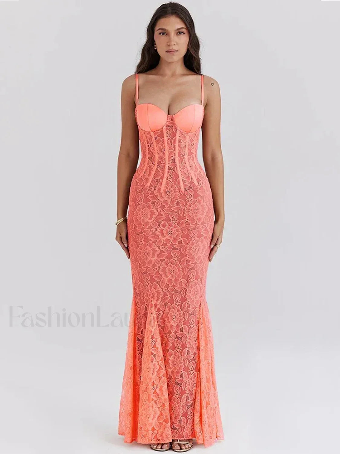 Floral Orange Spaghetti Maxi Dress