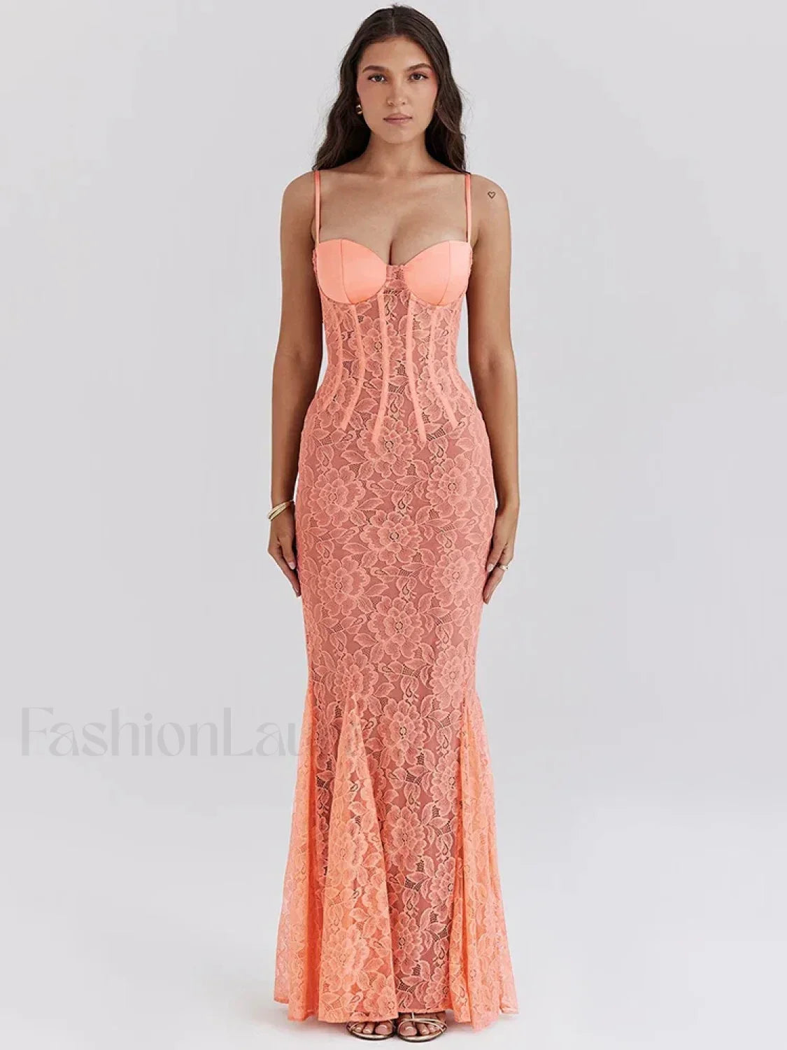 Floral Orange Spaghetti Maxi Dress