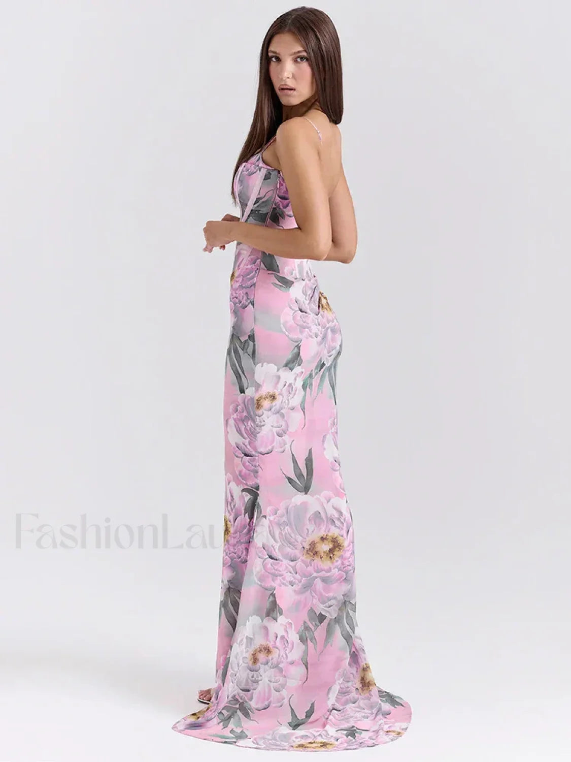 Floral Pink Spaghetti Strap Maxi Dress