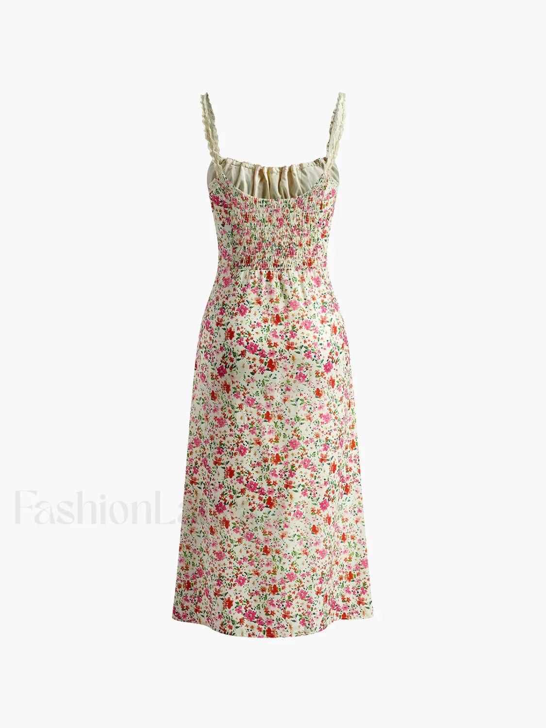 Floral Print Trim Cami Midi Dress