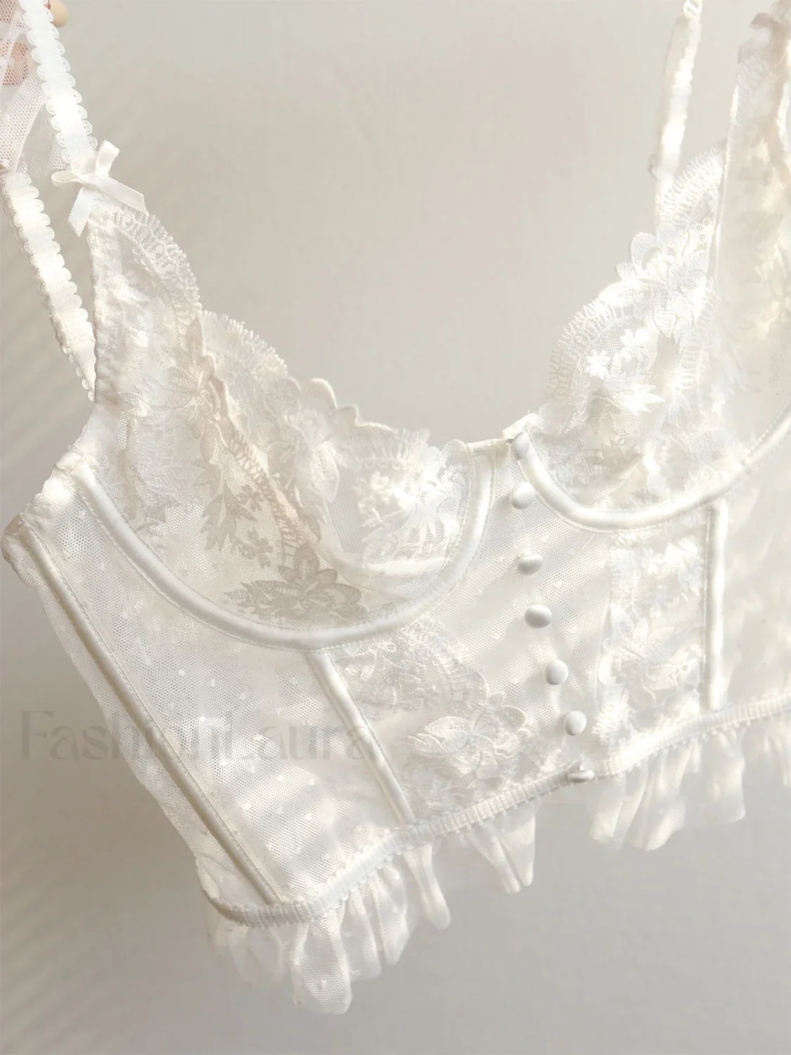 Floral Sheer Lace Mesh Corset Crop Top