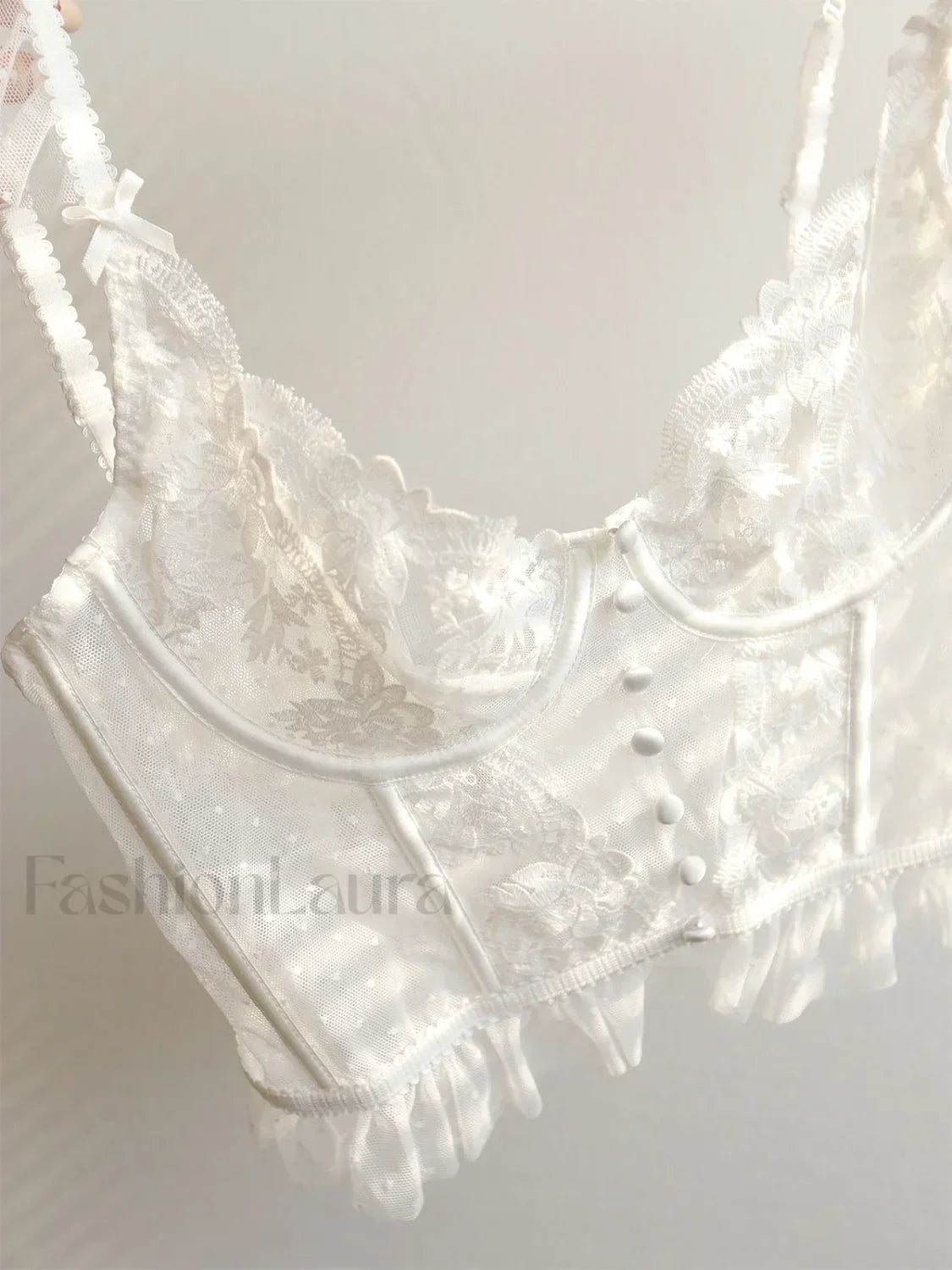 Floral Sheer Lace Mesh Corset Crop Top