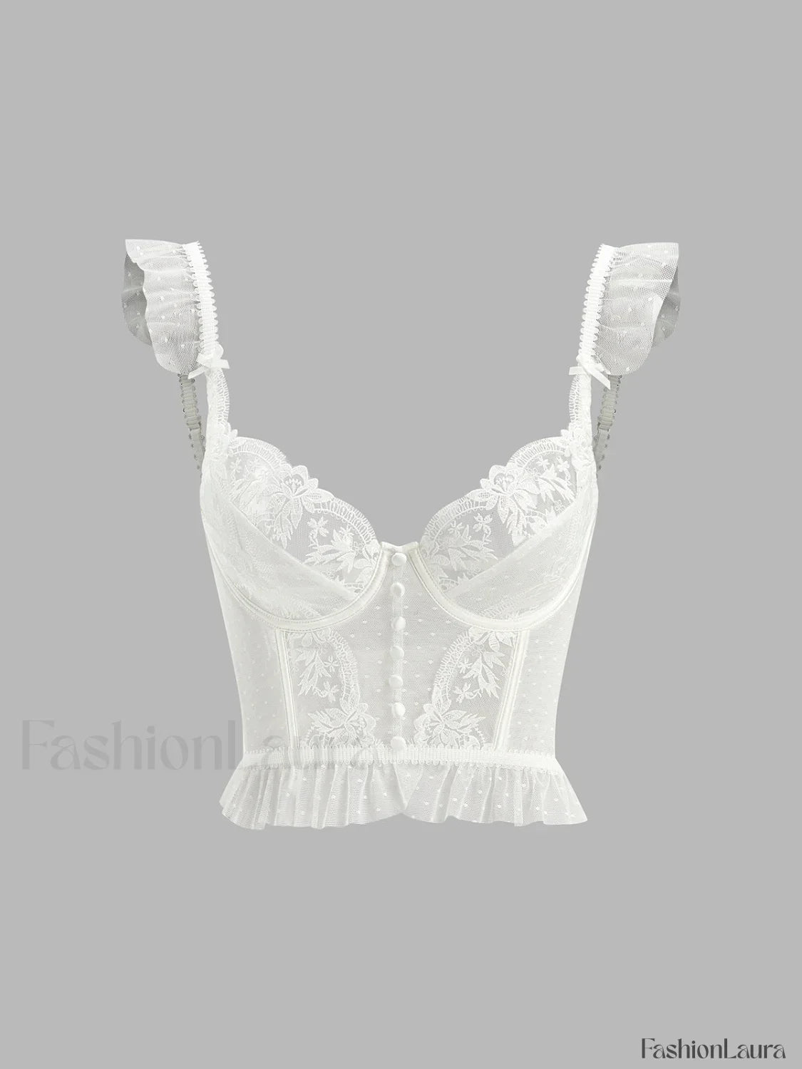 Floral Sheer Lace Mesh Corset Crop Top