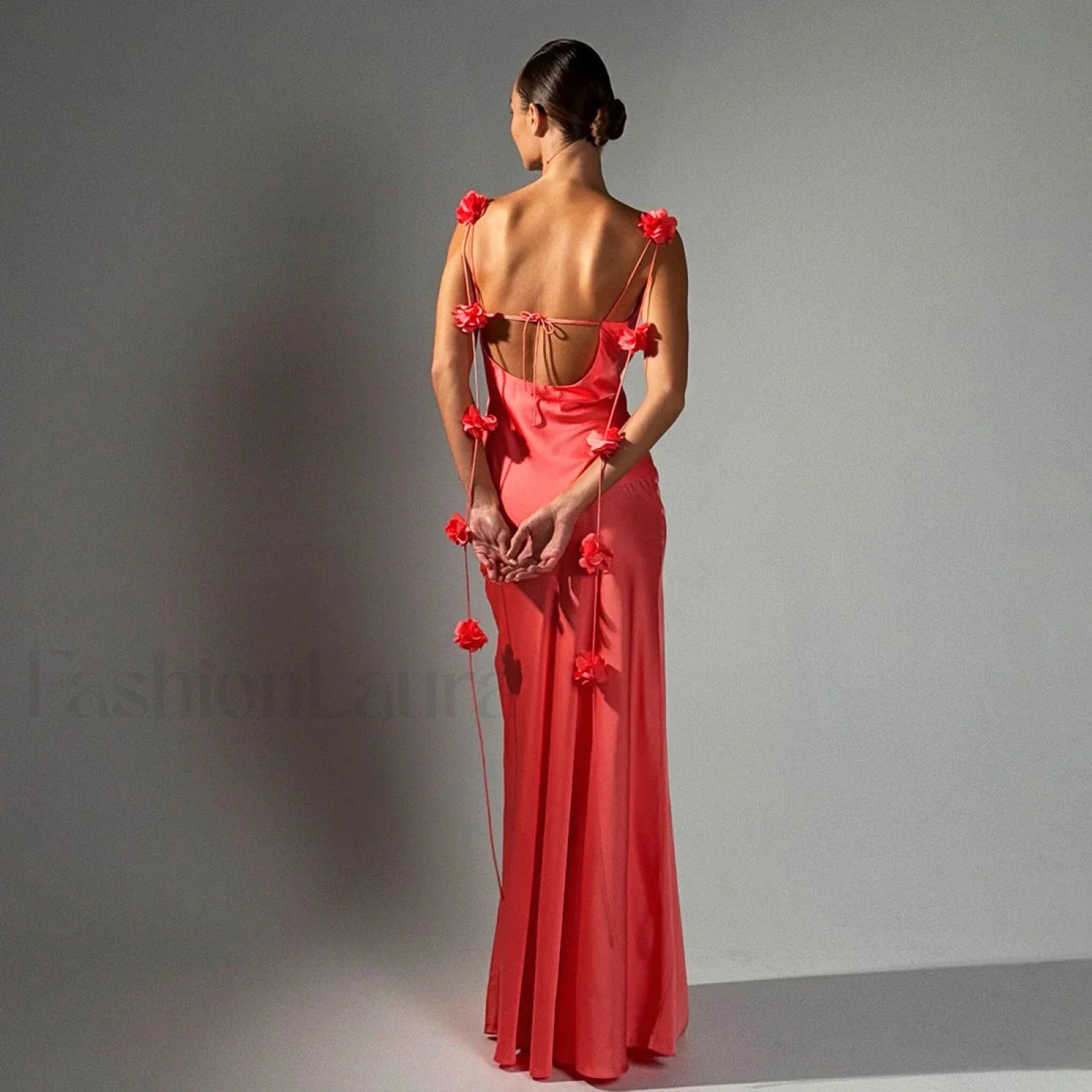 Floral Strappy Backless Slim Fit Hip-Wrap Maxi Dress