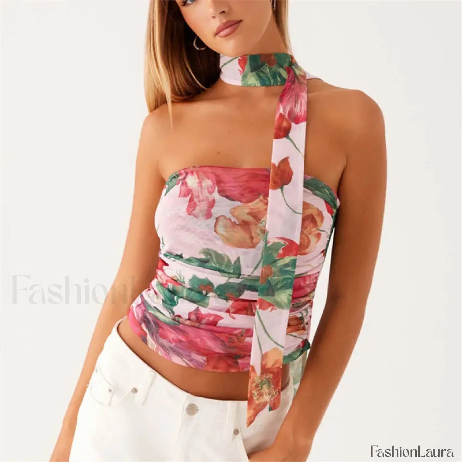 Floral Tube Strapless Crop Top