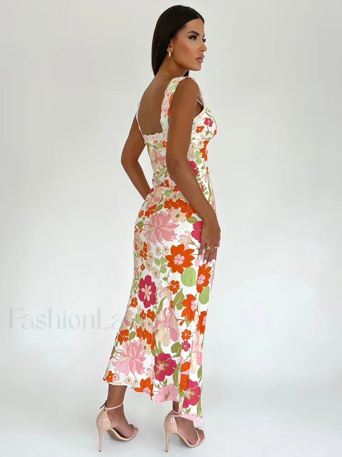 Floral V Neck Bodycon Maxi Dress