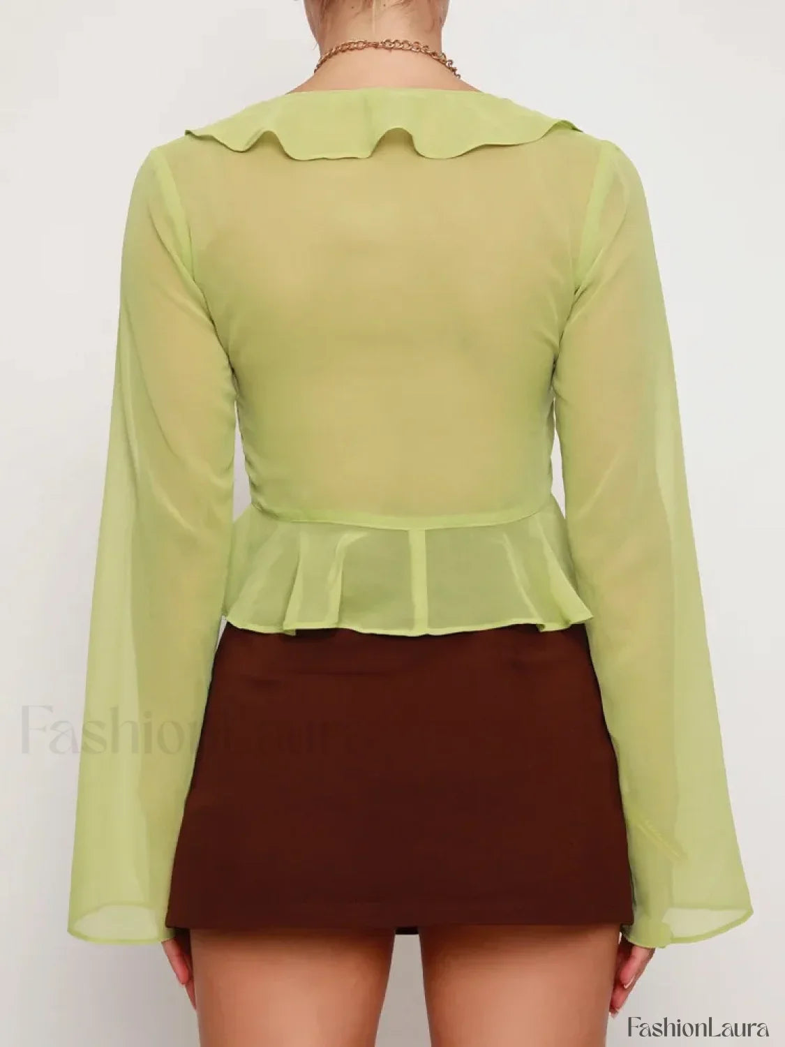 Floral V-Neck Sleeve White Tops Clothes Blouse