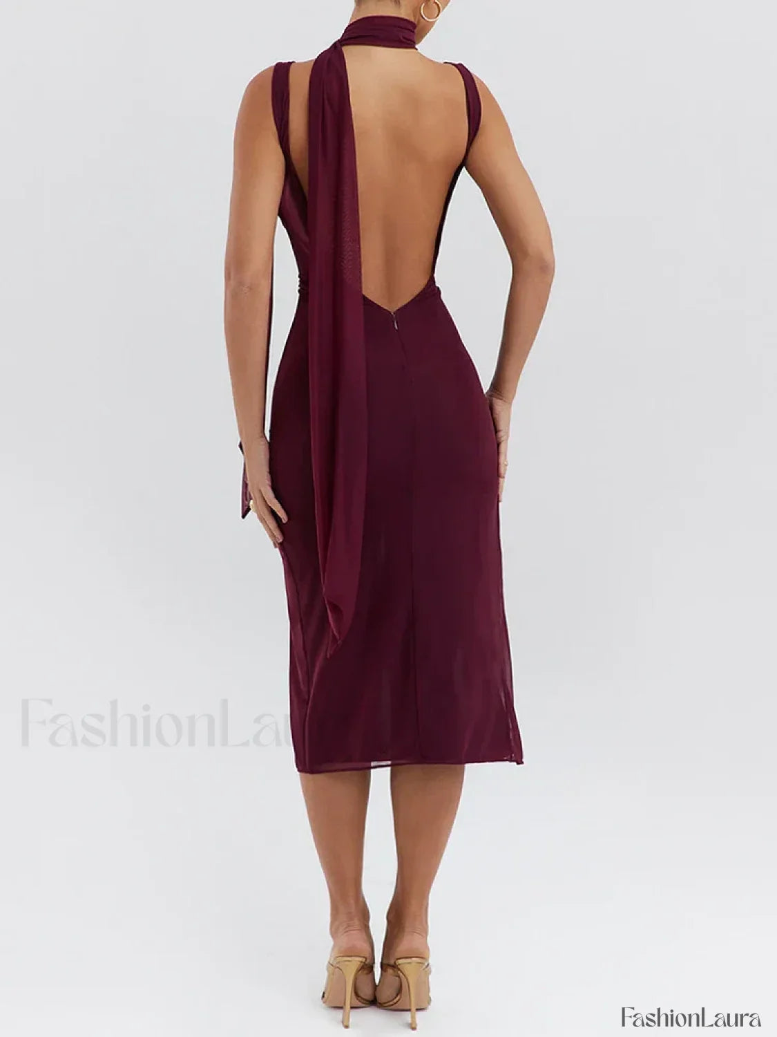 Flower High-Split Midi Dress