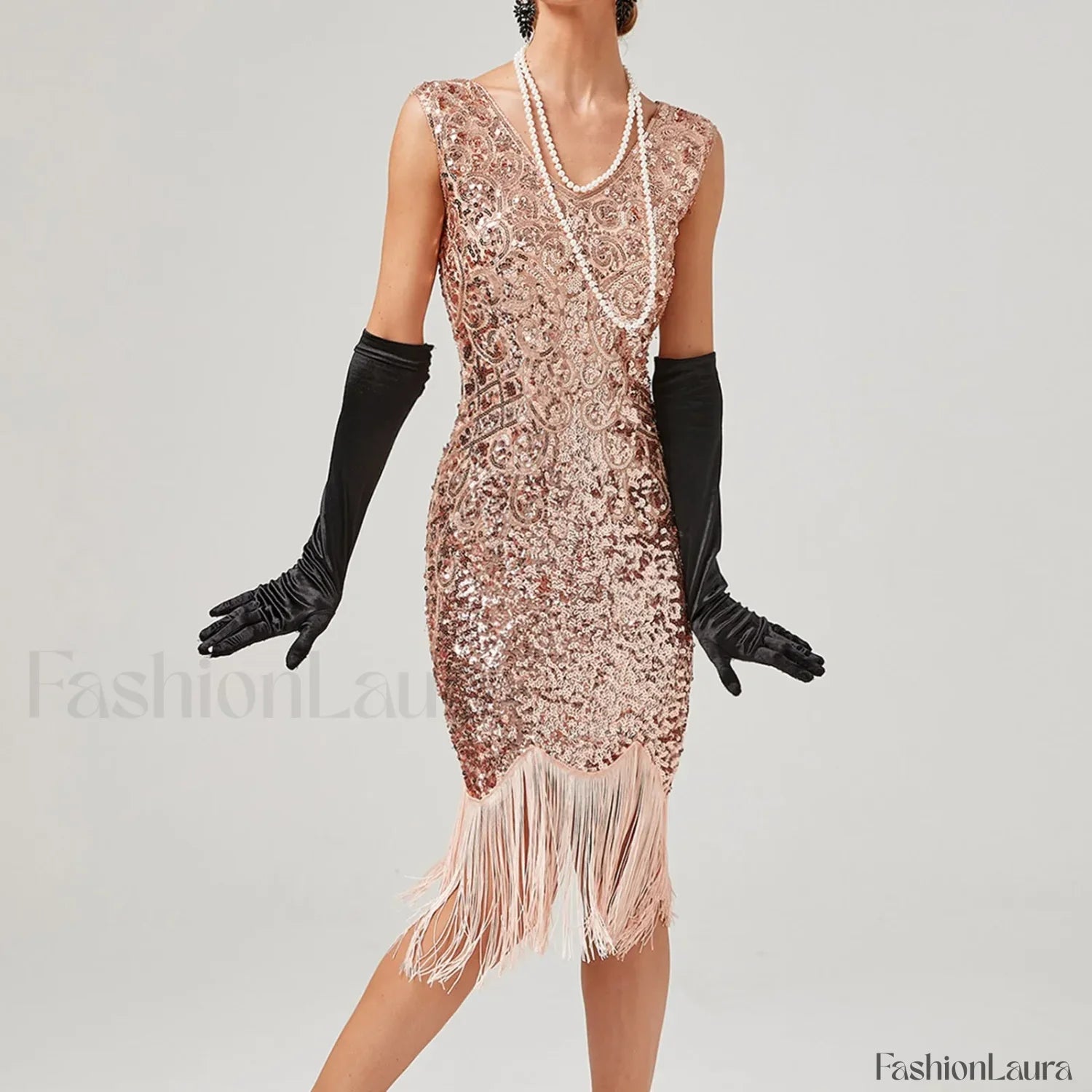 For Women 2024 1920s O-neck Sleeveless Tassel Shinny Glitter Sequin Club Party Vestidos Prom Dress