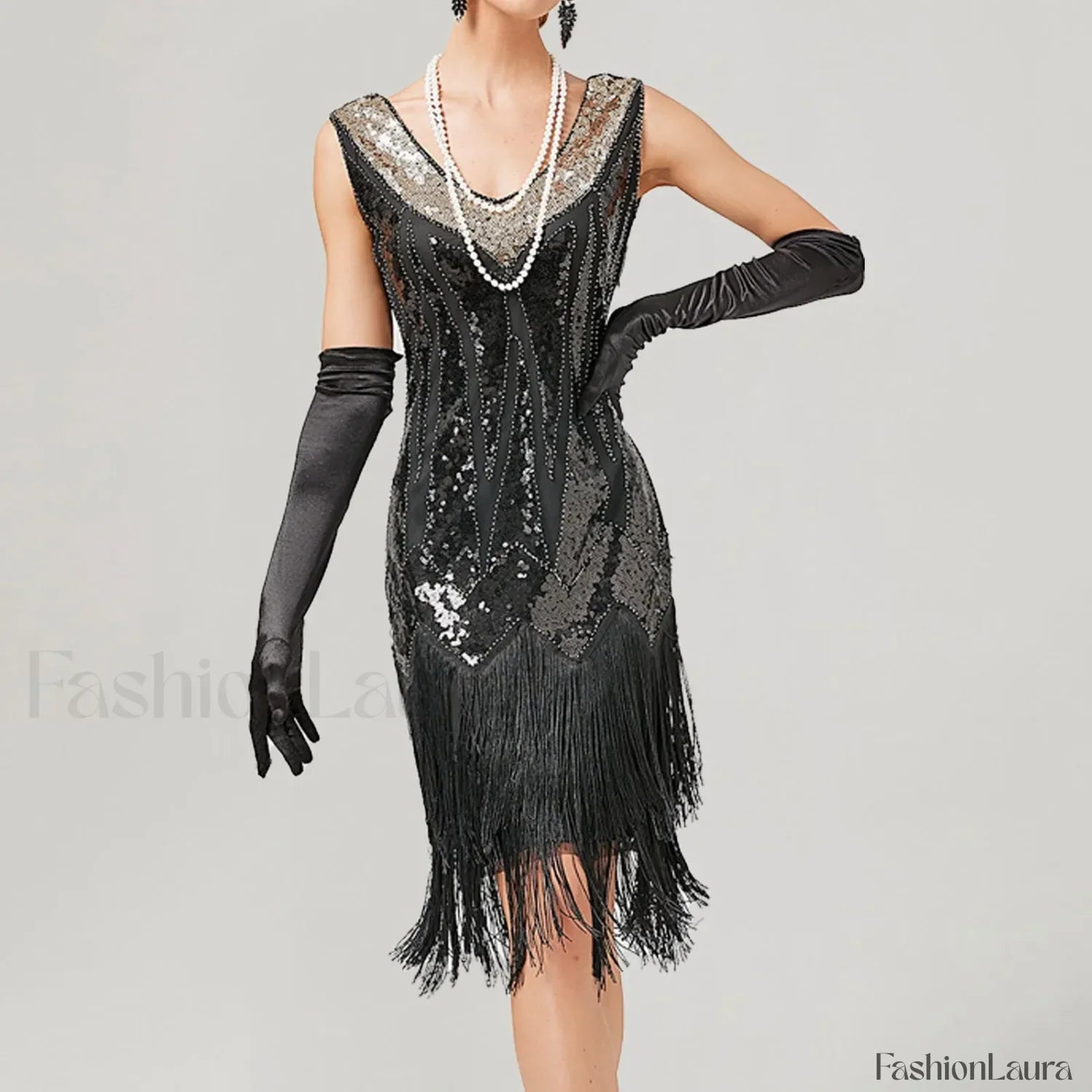 For Women 2024 1920s O-neck Sleeveless Tassel Shinny Glitter Sequin Club Party Vestidos Prom Dress