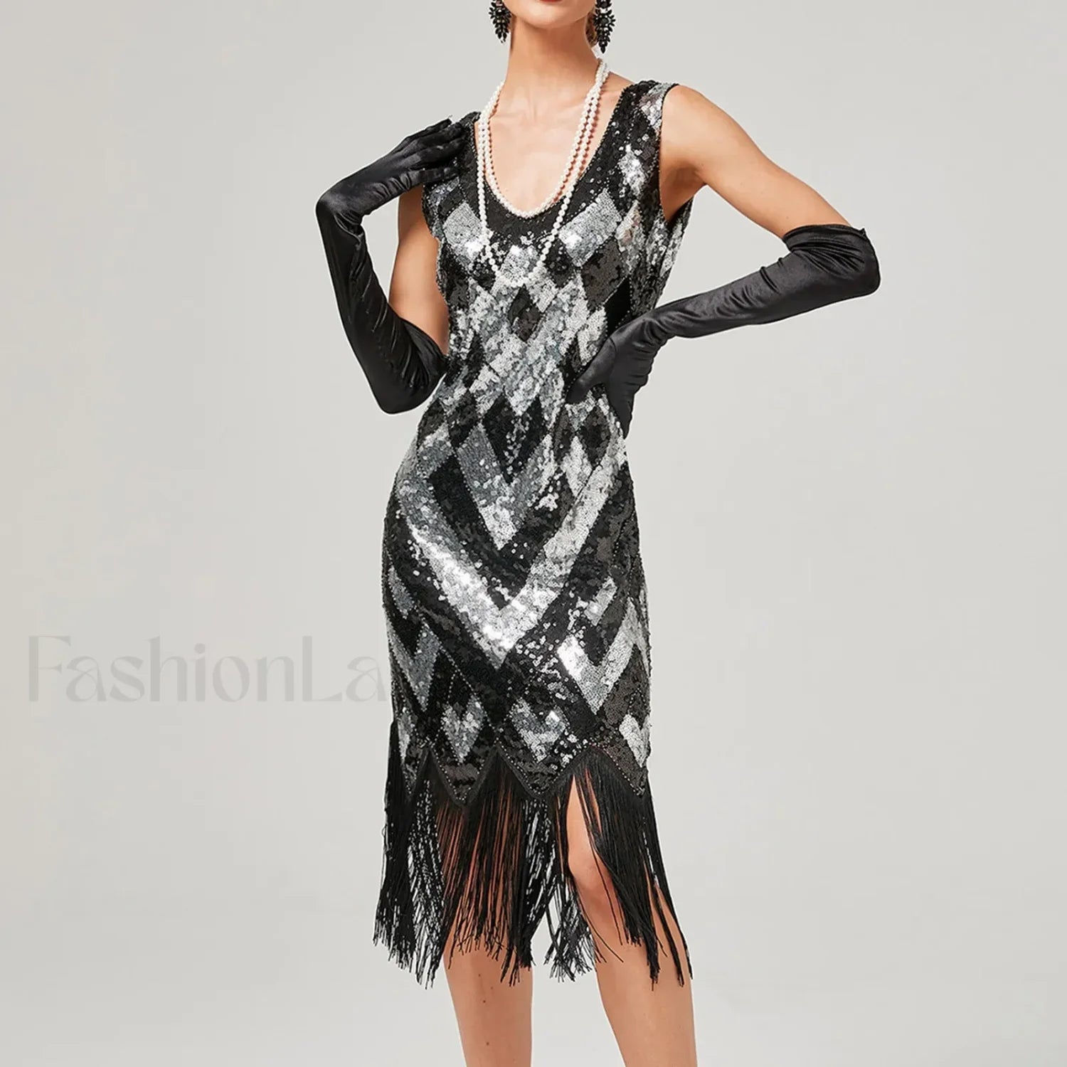 For Women 2024 1920s O-neck Sleeveless Tassel Shinny Glitter Sequin Club Party Vestidos Prom Dress