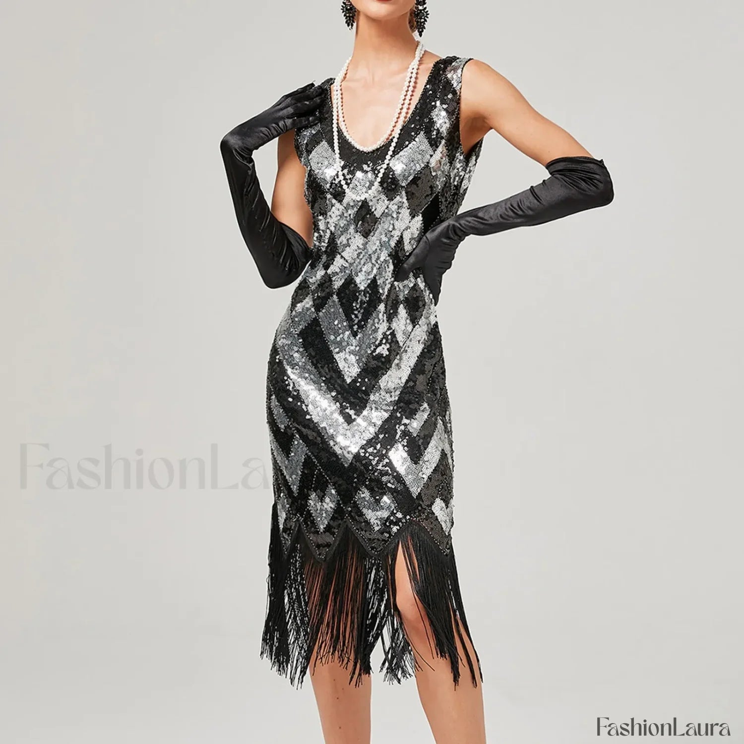 For Women 2024 1920s O-neck Sleeveless Tassel Shinny Glitter Sequin Club Party Vestidos Prom Dress
