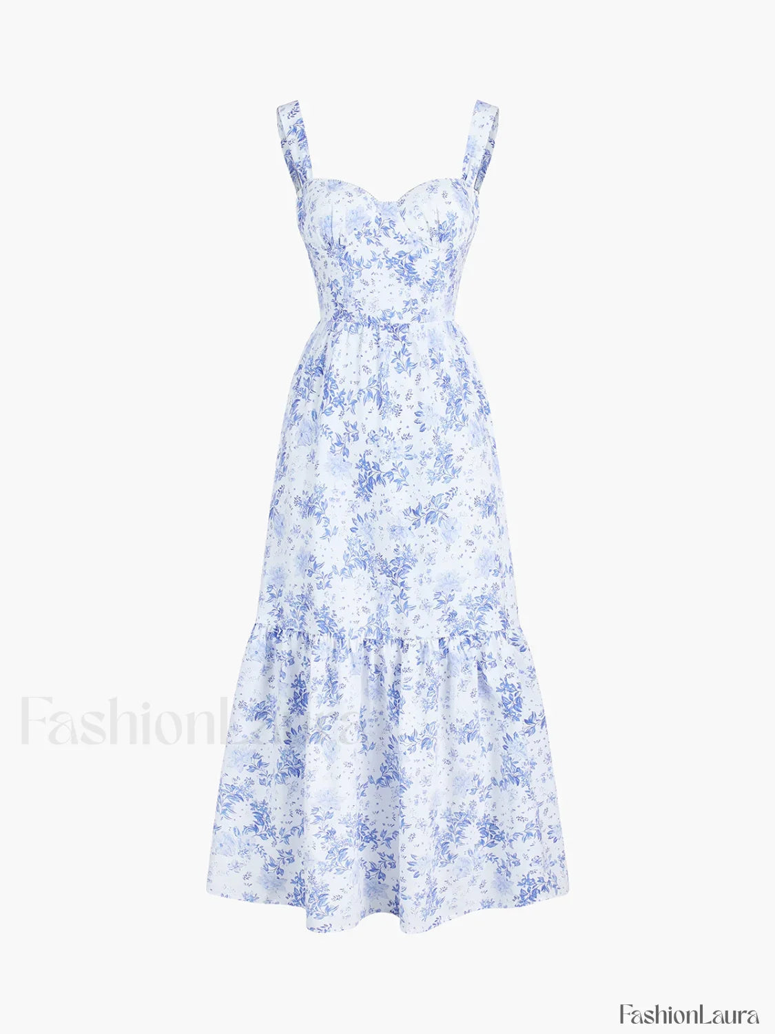 Forget Me Not Floral Pockets Zippered Long Dress