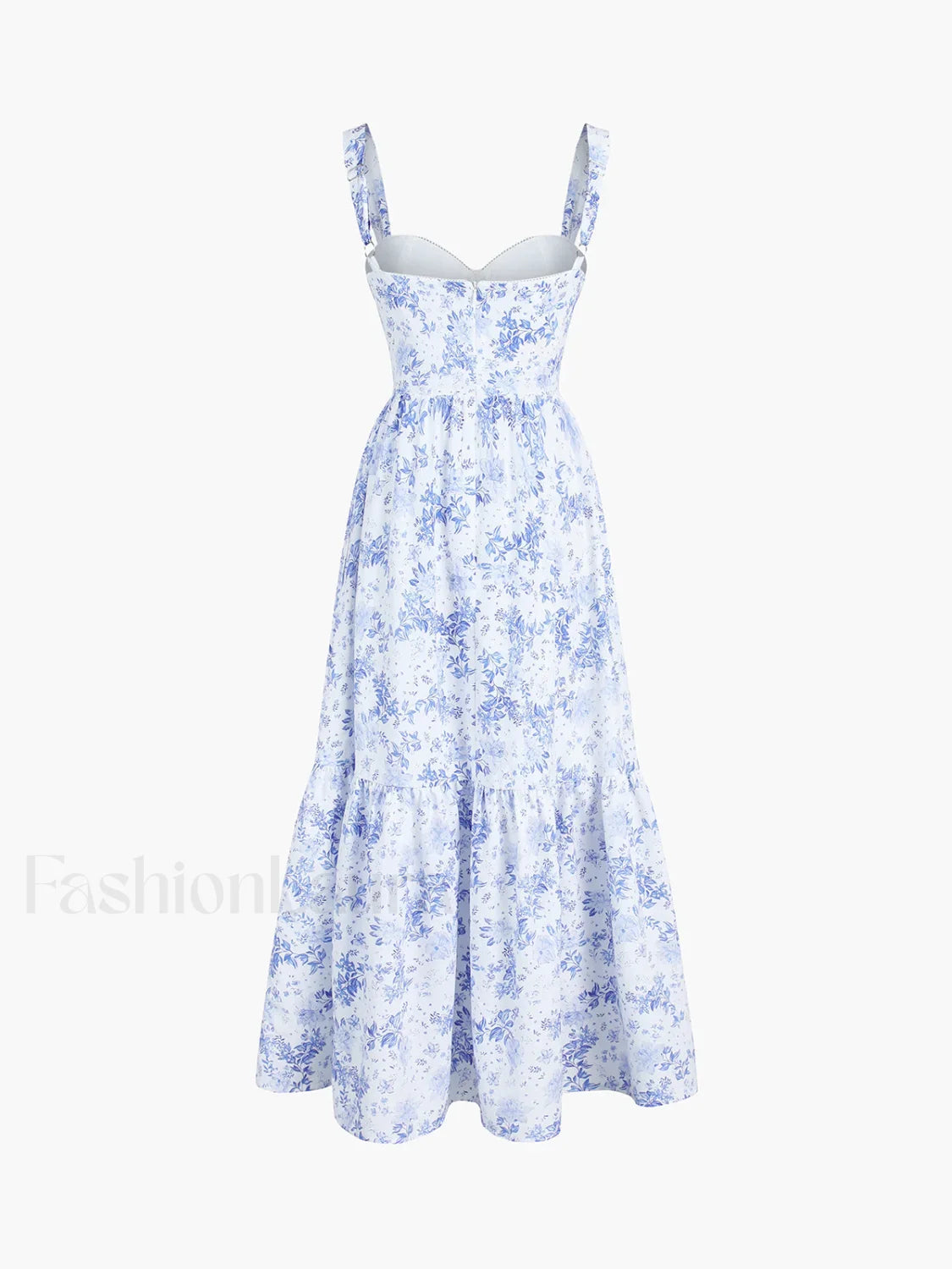 Forget Me Not Floral Pockets Zippered Long Dress