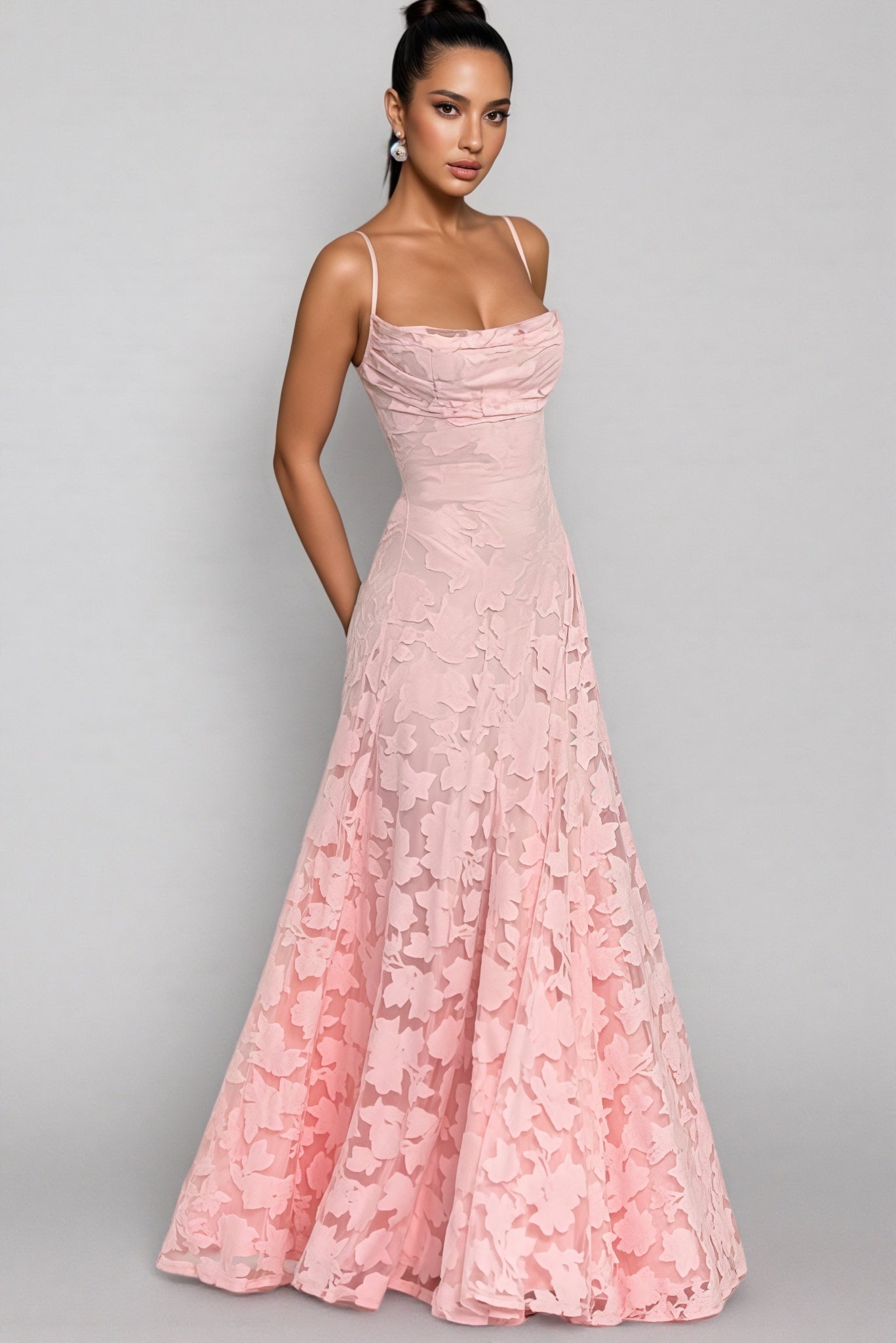 Sorelp Pink Strapless Mesh Maxi Dress - View 5