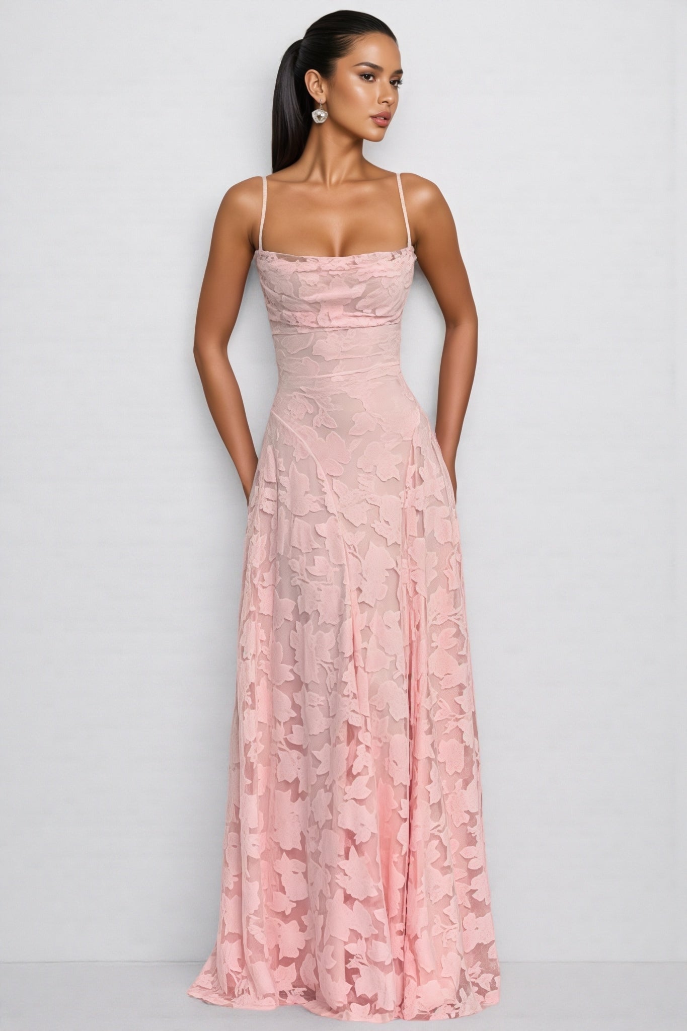 Sorelp Pink Strapless Mesh Maxi Dress - View 3