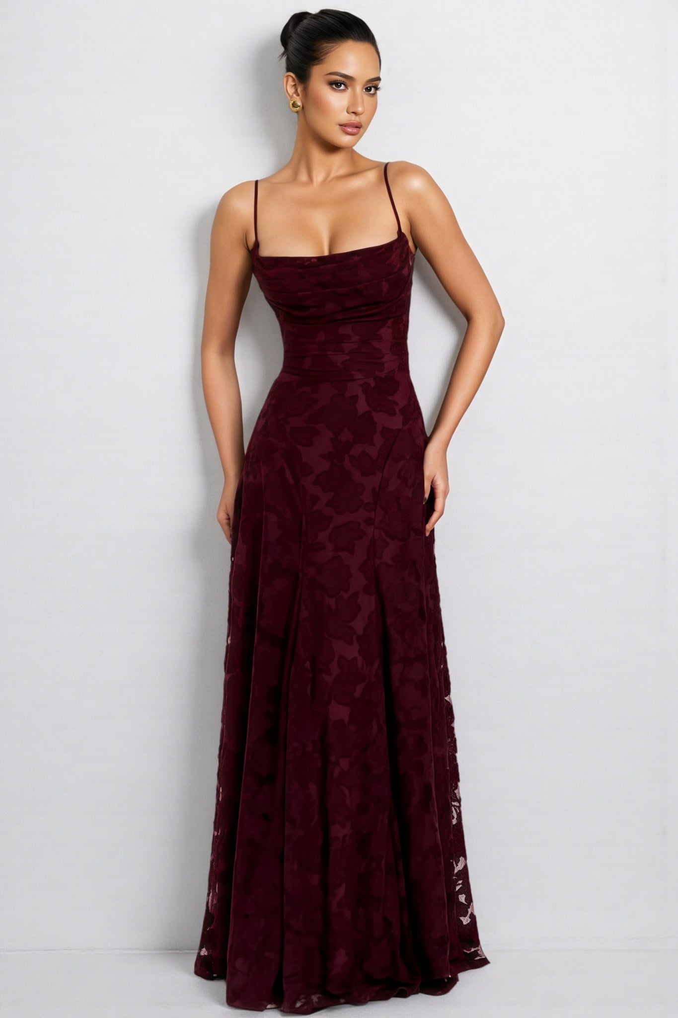 Liralk Red Strapless Mesh Maxi Dress - View 3